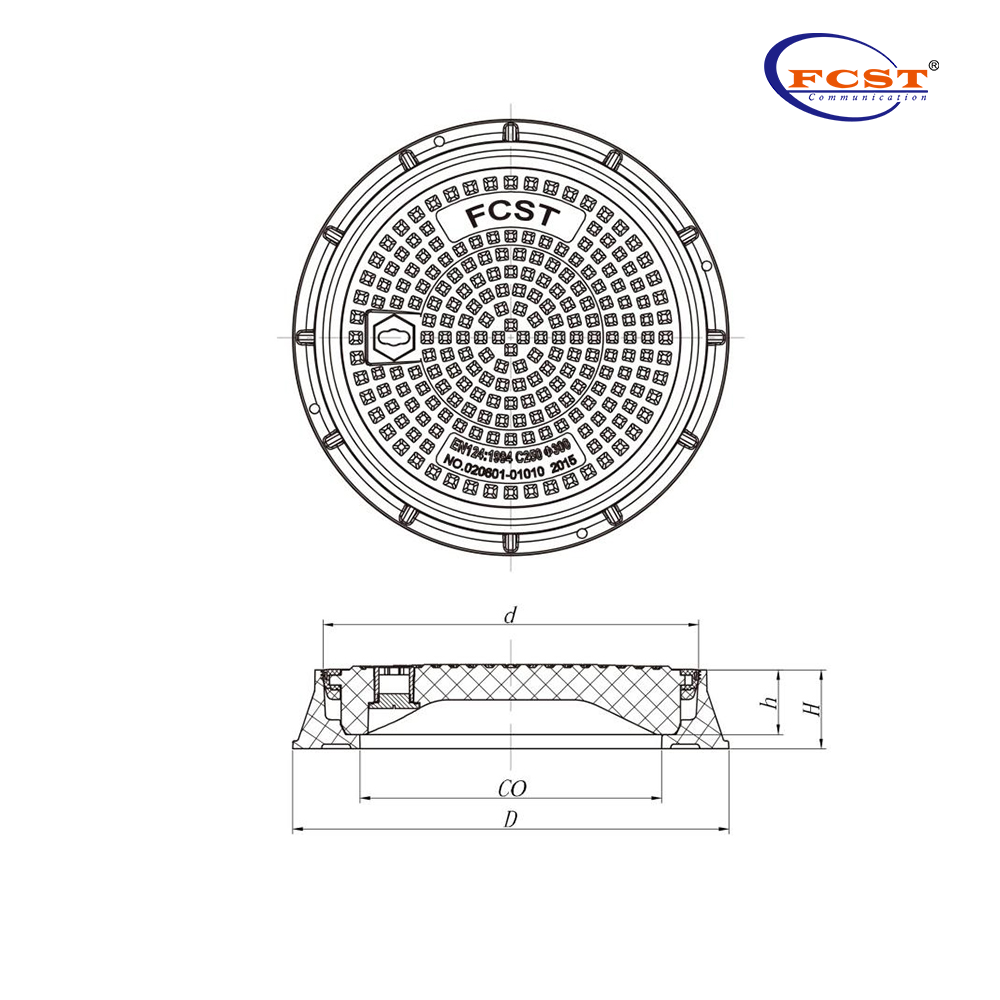 FCST-D400-SMC03 SMC Round Composite Manole Cover & Frame مخصص لمحطة الوقود