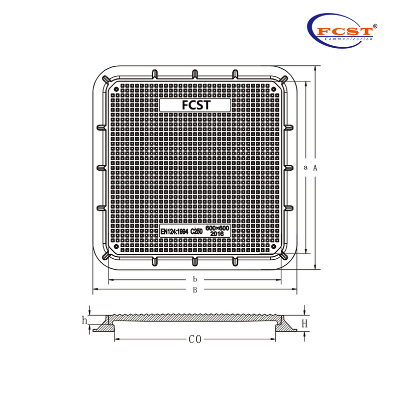 FCST-C250-SMC01 SMC Square Manole Cover & Frame مخصص لمحطة الوقود