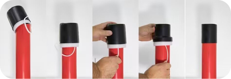 تطبيق وتركيب قبعات النهاية الباردة القابلة للتقلص