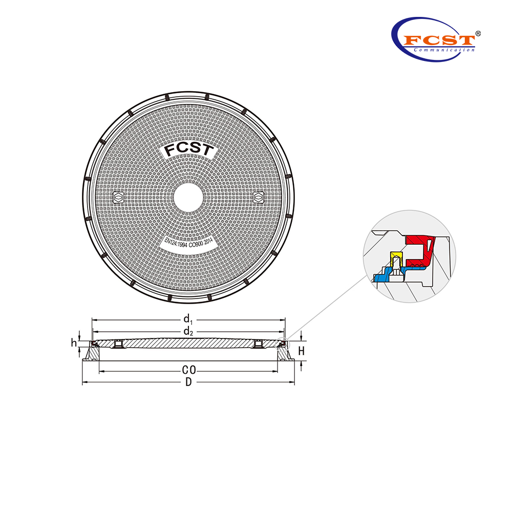 FCST-D400-SMC02 SMC Round Manole Cover & Frame مخصص لمحطة الوقود